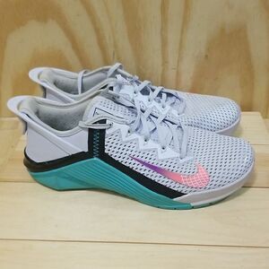 Nike Metcon 6 FlyEase VI Grey Aqua Crimson Training Shoes women’s 9 1/2